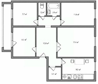 Продается 4-комн. квартира, 75 м²