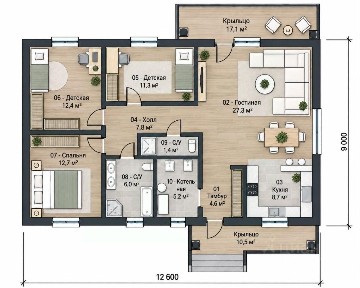 Продается 1-этажный дом, 112 м²