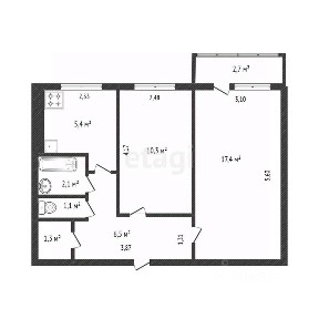 Продается 2-комн. квартира, 44 м²