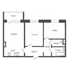 Продается 3-комн. квартира, 54,6 м²