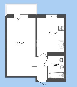 Продается 1-комн. квартира, 32,1 м²