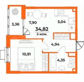 Продается 1-комн. квартира, 35 м²
