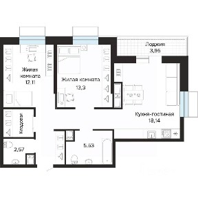 Продается 2-комн. квартира, 68,18 м²