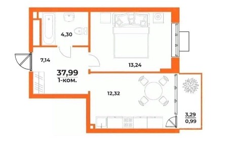 Продается 2-комн. квартира, 38 м²