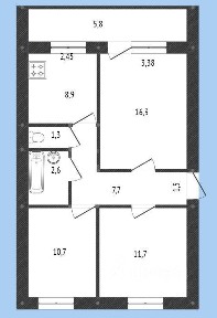 Продается 3-комн. квартира, 59,2 м²