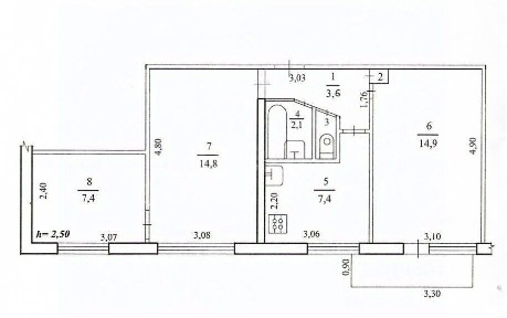 Продается 3-комн. квартира, 51,4 м²