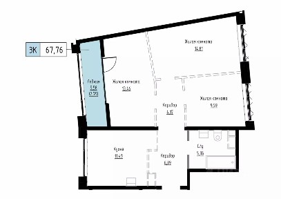Продается 3-комн. квартира, 67,76 м²