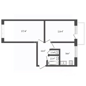 Продается 2-комн. квартира, 43,7 м²