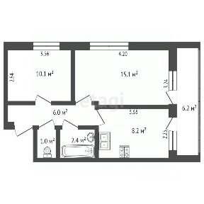 Продается 2-комн. квартира, 46,7 м²