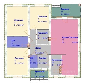 Продается 1-этажный коттедж, 115 м²