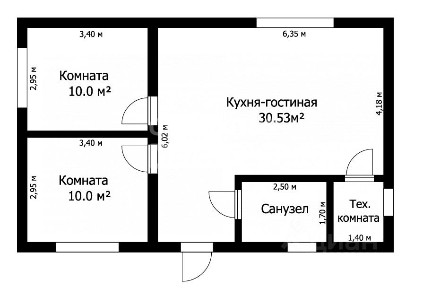 Продается 1-этажный дом, 62 м²