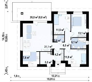 Продается 1-этажный дом, 121 м²