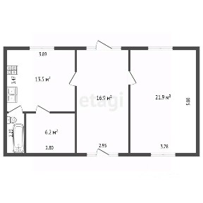 Продается 1-этажный дом, 58,3 м²