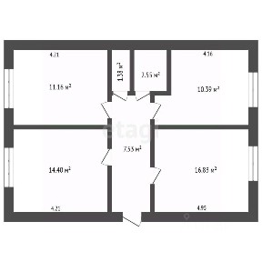 Продается 1-этажный дом, 64,2 м²