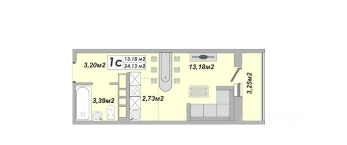 Продается студия, 24,13 м²