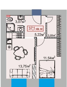 Продаются 1-комн. апартаменты, 36,3 м²