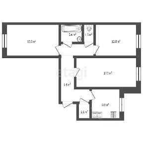 Продается 3-комн. квартира, 44,5 м²