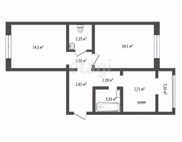 Продается 3-комн. квартира, 55 м²