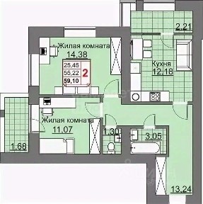 Продается 2-комн. квартира, 61,1 м²