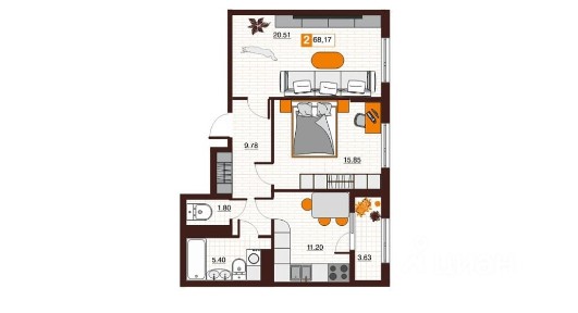 Продается 2-комн. квартира, 68 м²