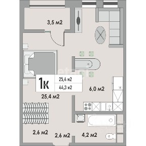 Продается 1-комн. квартира, 44,3 м²
