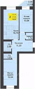 Продается 2-комн. квартира, 56,8 м²