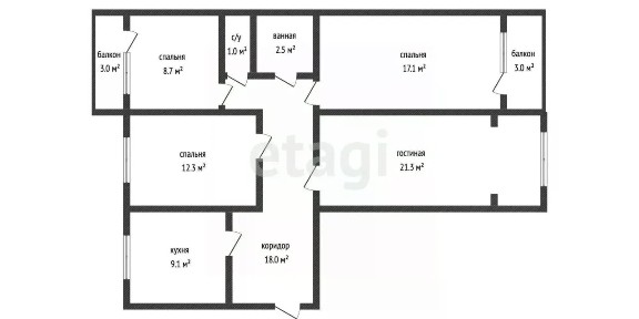 Продается 4-комн. квартира, 92 м²