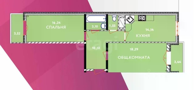 Продается 2-комн. квартира, 72 м²