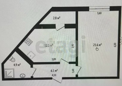 Продается 1-комн. квартира, 45,1 м²