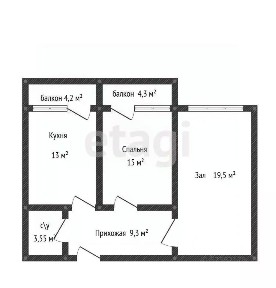 Продается 2-комн. квартира, 69 м²