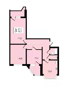 Продается 3-комн. квартира, 74 м²