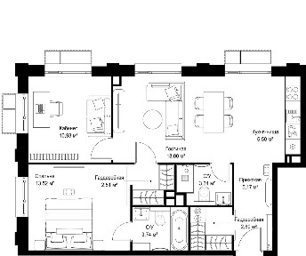 Продается 2-комн. квартира, 66,56 м²
