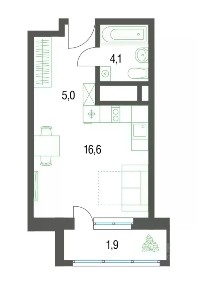 Продается студия, 21 м²