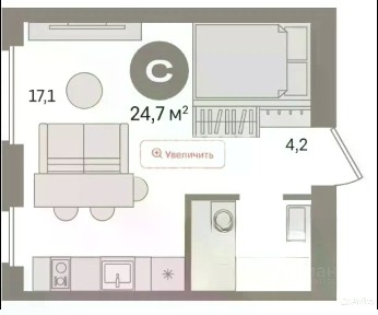 Продается студия, 24,7 м²