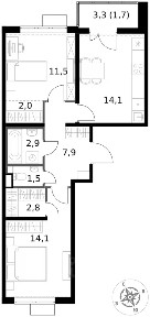 Продается 2-комн. квартира, 58,5 м²
