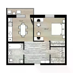 Сдается 1-комн. квартира, 42,3 м²