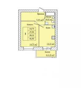 Сдается 1-комн. квартира, 39,13 м²