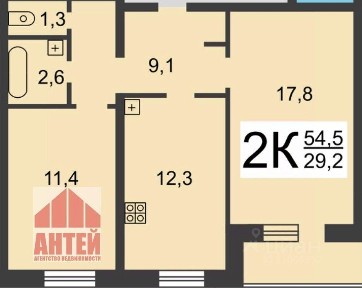 Сдается 2-комн. квартира, 54,5 м²
