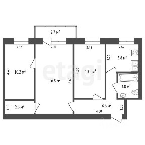 Продается 3-комн. квартира, 55,5 м²