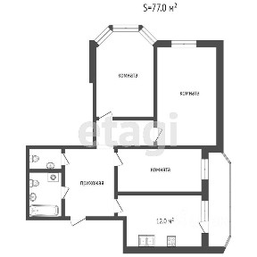 Продается 2-комн. квартира, 76,9 м²