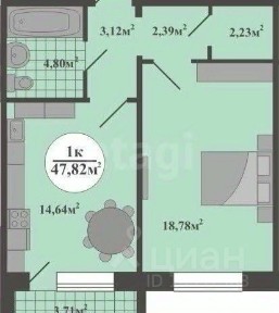 Продается 1-комн. квартира, 46,2 м²