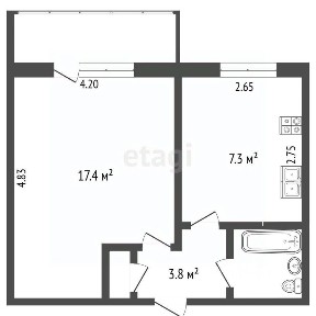 Продается 1-комн. квартира, 33,3 м²