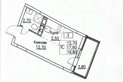 Продается студия, 17,3 м²