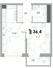 Продается 1-комн. квартира, 36,4 м²