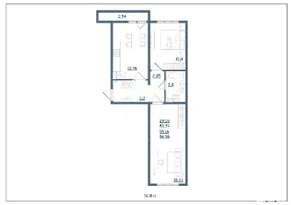 Продается 2-комн. квартира, 56,58 м²