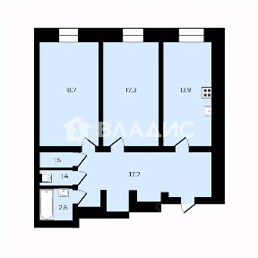 Продается 2-комн. квартира, 72,4 м²
