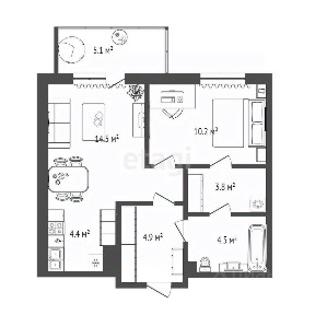 Продается 1-комн. квартира, 38 м²