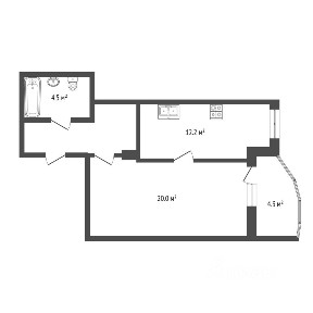 Продается 1-комн. квартира, 43,3 м²