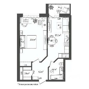 Продается 1-комн. квартира, 44,4 м²