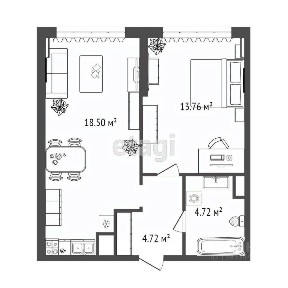Продается 1-комн. квартира, 41,2 м²